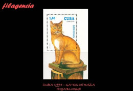 CUBA MINT. 1994-03 FAUNA. GATOS DE RAZA. HOJA BLOQUE - Unused Stamps