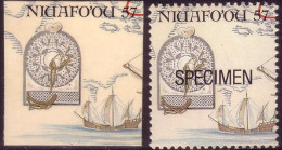 Tonga Niuafo'ou 1992 Cromalin Proof + Specimen - Columbus Ship Nina + Wooden Traverse, Wind Rose  - 4 Exist - Cristóbal Colón