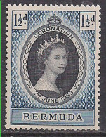 Bermuda 1953 QE2 1 1/2d Coronation SG 134 MNH ( D712 ) - Bermuda