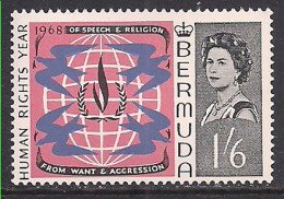 Bermuda 1968 QE2 1/6d Human Right Year SG 214 MNH ( D125 ) - Bermuda