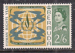 Bermuda 1968 QE2 2/6d Human Right Year SG 215 MNH ( A789 ) - Bermuda