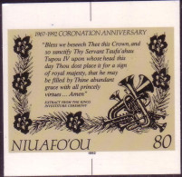 Tonga Niuafo'ou 1992 Cromalin Proof - Coronation - Shows Music Instruments  - 4 Exist - Tonga (1970-...)