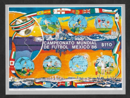 SD)1986 MEXICO  MEXICO WORLD FOOTBALL CHAMPIONSHIP 86', 110P SCT 1444, IMPERFORATED SOUVENIR SHEET, MNH - Mexico