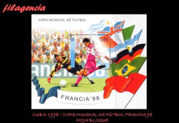 CUBA MINT. 1998-03 COPA MUNDIAL DE FÚTBOL FRANCIA 98. HOJA BLOQUE - Neufs