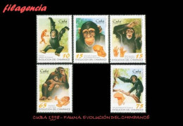 CUBA MINT. 1998-12 FAUNA. EVOLUCIÓN DEL CHIMPANCÉ - Unused Stamps