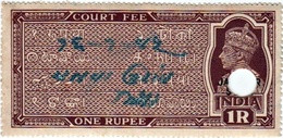 INDIA JASHPUR PRINCELY STATE 1-RUPEES COURT FEE STAMP 1938 GOOD/USED - Other & Unclassified