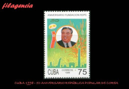CUBA MINT. 1998-21 50 ANIVERSARIO DE LA REPÚBLICA POPULAR DEMOCRÁTICA DE COREA  DEL NORTE - Ongebruikt