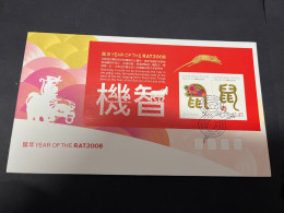 13-2-2024 (4 X 9) Australia Christmas Island FDC Cover (with Mini-sheet) Chinese New Year Of The Rat - 2008 - Christmaseiland