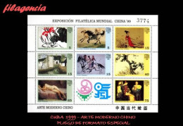 CUBA MINT. 1999-19 PINTURA CHINA CONTEMPORÁNEA. EXPOSICIÓN FILATÉLICA CHINA 99. MINIPLIEGO - Unused Stamps