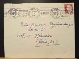 Marianne De Decaris 1263 Sur Lettre Paris XV Le 06/11/1961, Olitération Mécanique R.B.V - 1960 Marianne Van Decaris