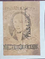 O) 1861 MEXICO, VERACRUZ, HANDSTAMPED DISTRICT, MIGUEL HIDALGO Y COSTILLA ½ Real, EXCELLENT CONDITION - Mexico