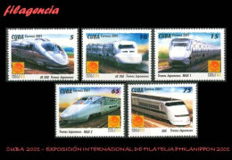 CUBA MINT. 2001-13 EXPOSICIÓN FILATÉLICA PHILANIPPON 2001. TRENES RÁPIDOS JAPONESES - Nuevos