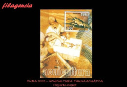 CUBA MINT. 2001-15 ACUICULTURA. FAUNA ACUÁTICA. HOJA BLOQUE - Nuevos