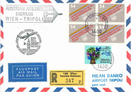 UNO Luftpostbrief Reco Austrian Airlines Erstflug WIEN-TRIPOLI [EF_W-TReco2] - Premiers Vols