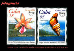 CUBA MINT. 2001-19 EMISIÓN AMÉRICA UPAEP. PARQUES NACIONALES. FLORA & FAUNA - Nuevos