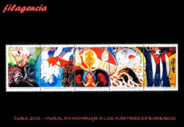 CUBA MINT. 2001-21 PINTURA MURAL EN HOMENAJE A LOS MÁRTIRES DEL SABOTAJE AÉREO EN BARBADOS. SET-TENANT - Nuevos