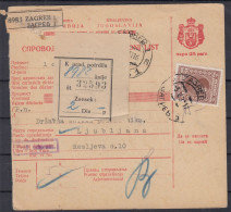 ⁕ Kingdom Of Yugoslavia 1931 ⁕ Parcel Post - Receipt ( Sprovodni List ) ⁕ Zagreb To Ljubljana - Cartas & Documentos