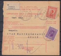 ⁕ Kingdom Of Yugoslavia 1928 ⁕ Parcel Post - Receipt ( Sprovodni List ) Omot - Koža ⁕ POŽEGA To Split - Cartas & Documentos