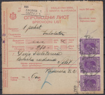 ⁕ Kingdom Of Yugoslavia 1928 ⁕ Parcel Post - Receipt ( Sprovodni List ) Package ⁕ Zagreb To Split - Brieven En Documenten