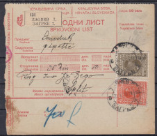 ⁕ Kingdom Of Yugoslavia 1928 ⁕ Parcel Post - Receipt ( Sprovodni List ) Pipettes ⁕ Zagreb To Split - Cartas & Documentos