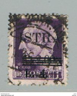 ISTRIA - OCC. JUGOSLAVA:  1945  SOPRSTAMPATO  -  £.4/£.1  VIOLETTO  US. -  SASS. 37 - Joegoslavische Bez.: Istrië