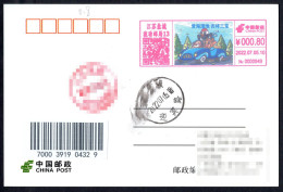 China Yancheng 2022 "Yellow Sea Wetland, Three Auspicious Treasures" Postage Machine Meter On Postcard - Covers & Documents