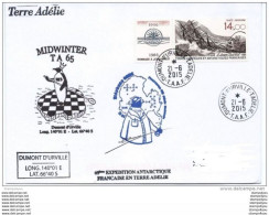 31-82 - Enveloppe Terre Adélie Et Cachet Mid Winter 2015 - Bases Antarctiques