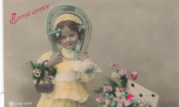 FETES ET VOEUX - Nouvel An - Une Petite Fille Tenant Un Panier Et Un Fer à Cheval - Colorisé - Carte Postale Ancienne - Nouvel An