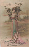 FÊTES ET VOEUX - Musée De Mxi - Bonheur Pour L'Année - Femme En Robe Longue - Carte Postale Ancienne - Nouvel An