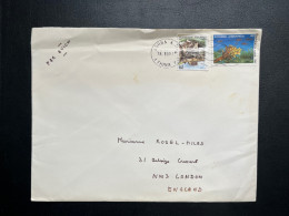 ENVELOPPE GRECE ATHENES POUR LONDRES GB 1989 - Briefe U. Dokumente