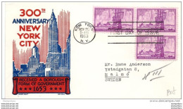 96 - 82 - Enveloppe Premier Jour Avec Timbres "300th Anniversary New York City 1953 - Cartas & Documentos