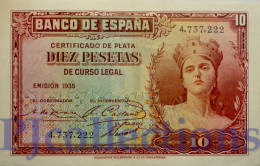 SPAIN 10 PESETAS 1935 PICK 86a AU - 10 Peseten