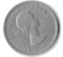 Angleterre Elizabeth II Reine Par La Grâce De Dieu Florin Maison Windsor Rose Tudor QEII 1966 Pièce 2 Shillings KM : 906 - 50 Rentenpfennig & 50 Reichspfennig