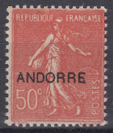 TIMBRE ANDORRE SEMEUSE LIGNEE N° 15 NEUF * GOMME LEGERE TRACE DE CHARNIERE - Unused Stamps