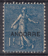 TIMBRE ANDORRE SEMEUSE LIGNEE N° 18 NEUF * GOMME LEGERE TRACE DE CHARNIERE - Unused Stamps