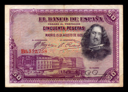 España Spain 50 Pesetas Velázquez 1928 Pick 75 Bc/Mbc F/Vf - 50 Pesetas