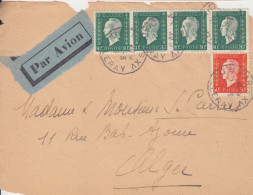 Dvt De Lettre Par Avion Obl. Paris Le 4/5/45 Sur 50c, 80c X 4 Dulac N° 685, 688 X 4  (tarif Du 1/3/45) Pour Alger - 1944-45 Marianna Di Dulac