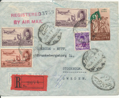 Egypt Registered Cover Sent To Sweden 20-1-1953 Good Franked   The Cover Is Damaged At The Top By Opening - Storia Postale