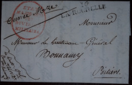 LAC De La Rochelle Du Général RIVAUD DE LA RAFFINIERE - 1815 - Army Postmarks (before 1900)