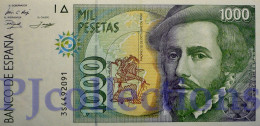 SPAIN 1000 PESETAS 1992 PICK 163 AU/UNC - [ 4] 1975-…: Juan Carlos I.