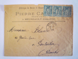 2024 - 669  Enveloppe Au Départ De MEURSAULT  à Destination De PONTARLIER  1899   XXX - 1898-1900 Sage (Type III)