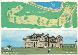 GOLF Course In St Andrews Scotland , Map Postcard - Golf
