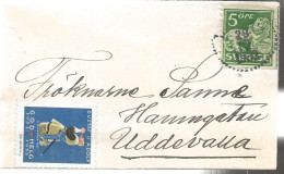 Sweden  1933  Letter With Lion Stamp, And Christmas Label  Gustav II Adolf   On Cover Canceelled 29.12.33 - Storia Postale