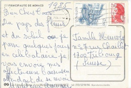 Monaco Touristique F.0.30  + France Sabine F.2.10 Ensable Mixed Franked PPC Monaco Posted In Nice 21jun1985 - Postmarks