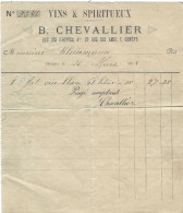 Facture Vins Et Spiritueux Chevallier Genève 1898 - Svizzera