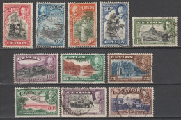 CEYLON - 1935 - SERIE COMPLETE YVERT N° 238/248 OBLITERE - COTE = 40 EUR. - Ceilán (...-1947)