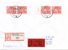 74905 - DDR - 1990 - 4@30Pfg Kl Bauten A R-EilBf GOLSSEN -> LUEBBEN - Briefe U. Dokumente