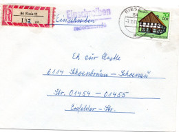 74906 - DDR - 1981 - 70Pfg Fachwerkhaus EF A R-Bf RIESA -> Schoenbrunn - Storia Postale