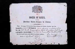 Religion, Attestation De Communion, Diocése De Bayeux, Paroisse Saint Jacques De LISIEUX, 1851, Frais Fr 1.95 E - Non Classés