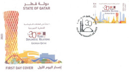 QATAR  - 2023 - FDC  OF 30 YEARS OF DIPLOMATIC RELATIONS, GEORGIA - QATAR STAMP. - Qatar